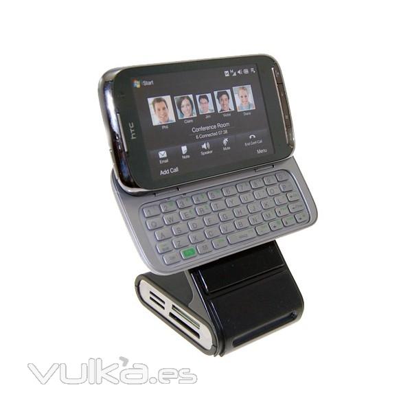 BASE CARGADOR MOVIL + LECTOR TARJETAS 4 PUERTOS USB