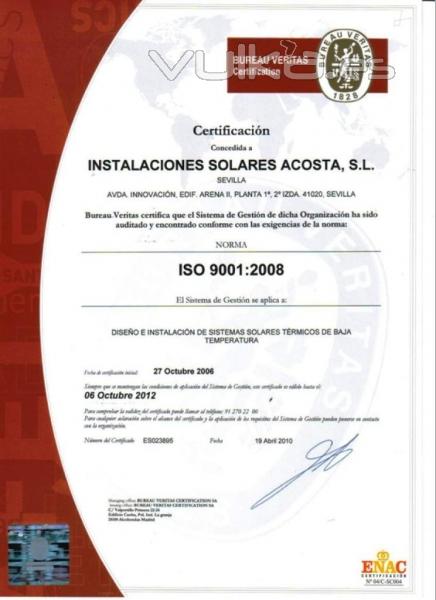 Instalaciones solares según normativa ISO