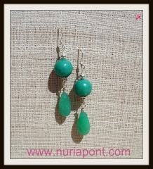 Pendientes de plata y jade verde
