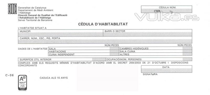 Cedula de Habitabilidad Habitabilitat