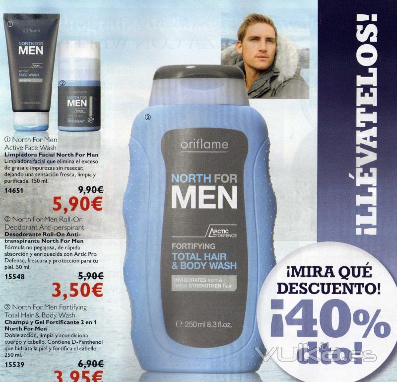 Limpiadora facial, desodorante roll-on, champu y gel para hombre