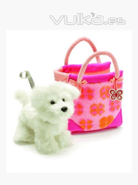 Peluches perros de calidad. SET BOLSO Y PERRO PELUCHE BICHON FRISE oasisdecor.com