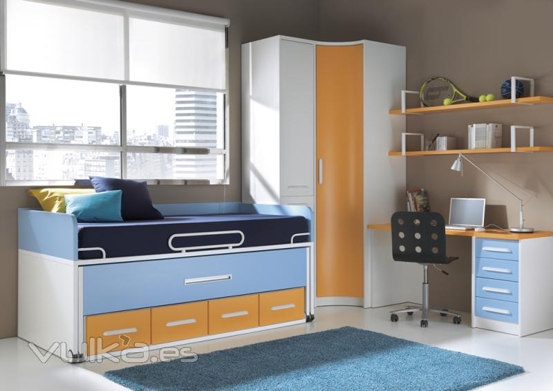Dormitorio juvenil con infinitas posibilidades de medidas y una gran variedad de colores.  Esta foto