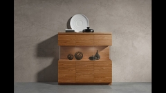 Buffet con vitrina en color nogal