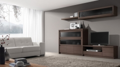 Muebles de salon con vitrinas en color ceniza
