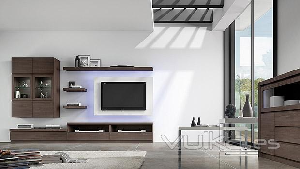 Muebles en color ceniza panal TV con luz