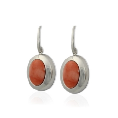 Pendiente en plata con coral natural