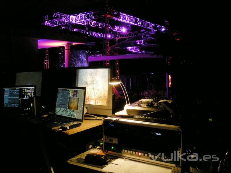 Realizacin de visuales para evento privado, pantalla de LED, plasmas y proyeccin