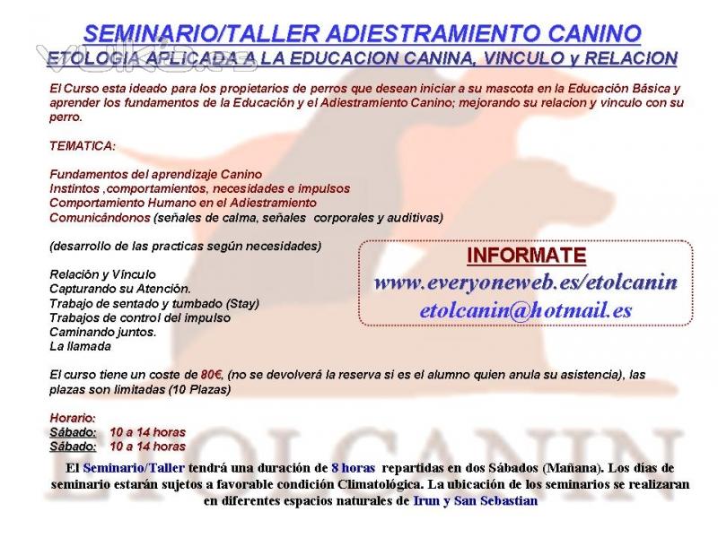 Seminario/Taller Adiestramiento Canino en San Sebastian ETOLCANIN Guipuzcoa 2011