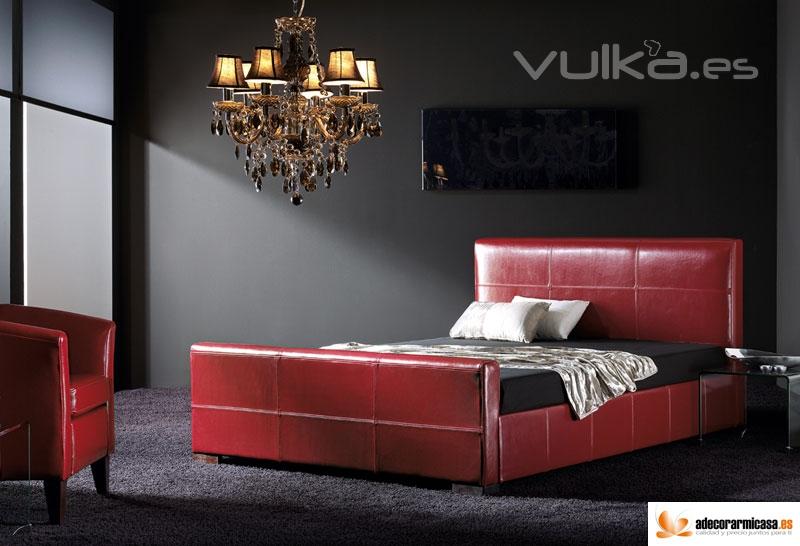 Cama tuscany en piel roja