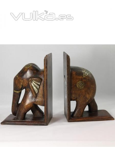 Articulos decorativos de madera. SUJETA LIBROS MADERA ELEFANTE oasisdecor.com