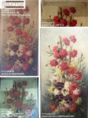 Restauracion de pintura flores