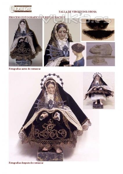 Restauracin de escultura en talla de madera. Virgen dolorosa