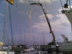 Montaje palo de velero 23 metros