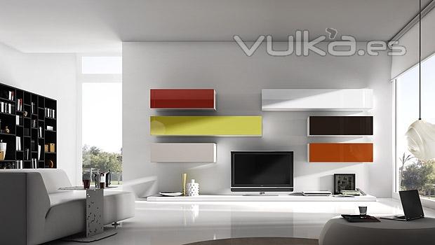 Composicion de muebles en colores lacados