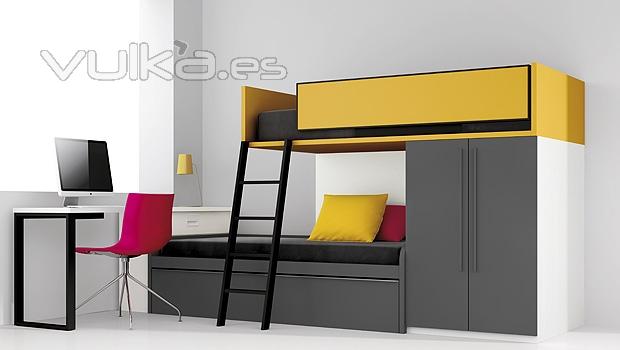Mobiliario juvenil JOY con camas a dos alturas