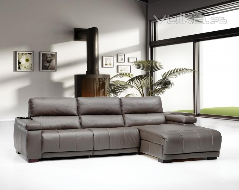 sofa en pile/tela cheslongue con motor relax