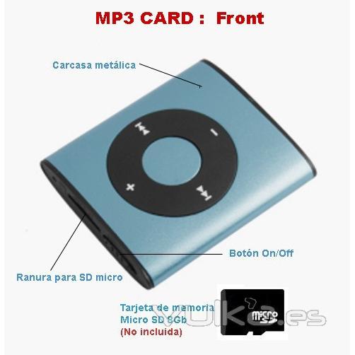Reproductor MP3CARD vista frontal. Funciona con tarjeta SD Micro > Ref. XLIMP301 