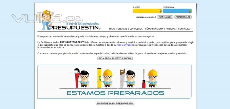 Página Web - Presupuestos de Reformas Profesionales Gratis - PRESUPUESTIN