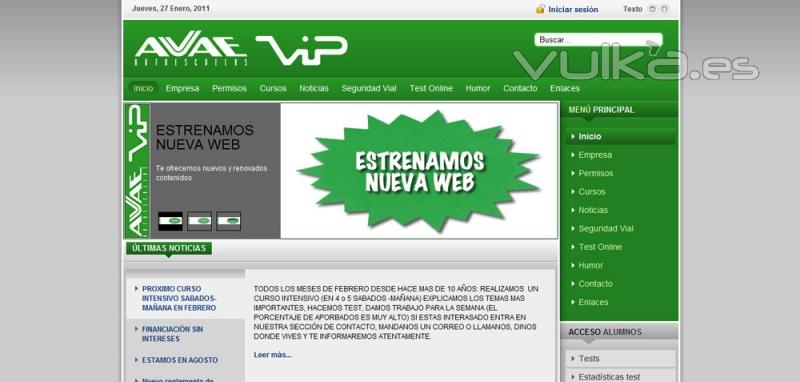 Diseño Web - Autoescuelas Avae Vip