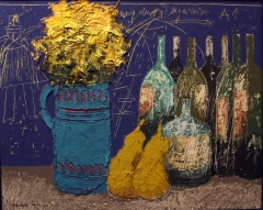 Molina ciges flores amarillas y botellas, 1997