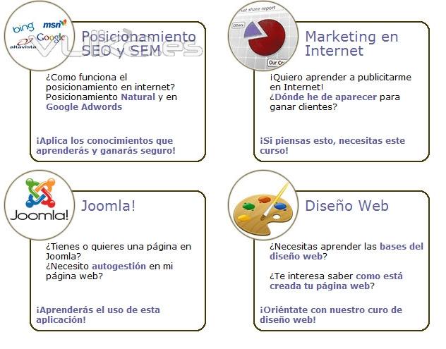 Cursos de diseo web, posicionamiento en buscadores, marketing on line, joomla, ...