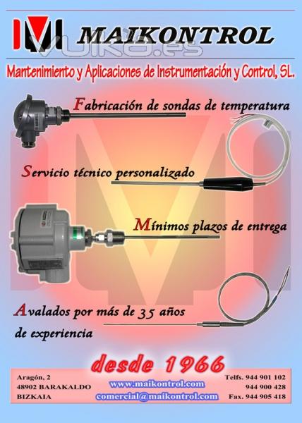 Sondas de temperatura, termopares, Pt100, termoresistencias