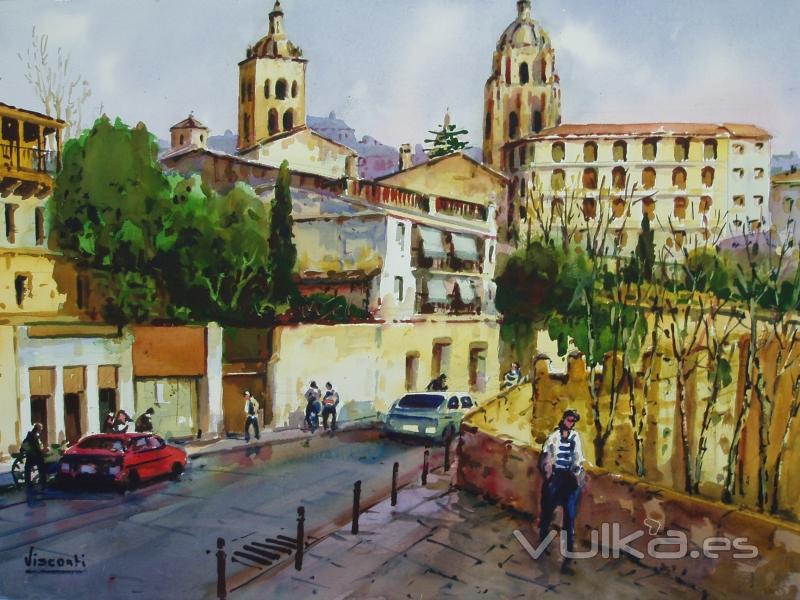 Segovia-Obra de Julio VISCONTI Merino en Acuarela