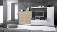 Combinacion de muebles en color blanco y color nogal