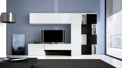 Muebles de salon comedor moderno lun en color blanco y negro