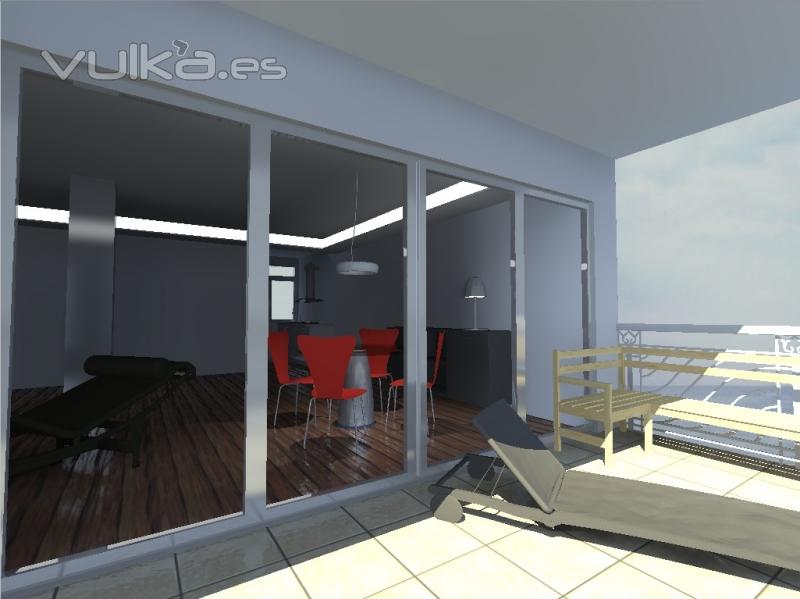 3D terraza y salón