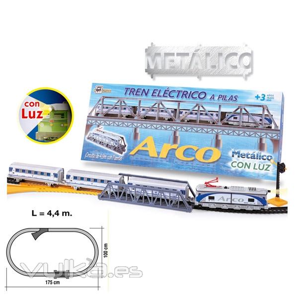 Tren Arco elctrico metalico con luz y circuito Pequetren