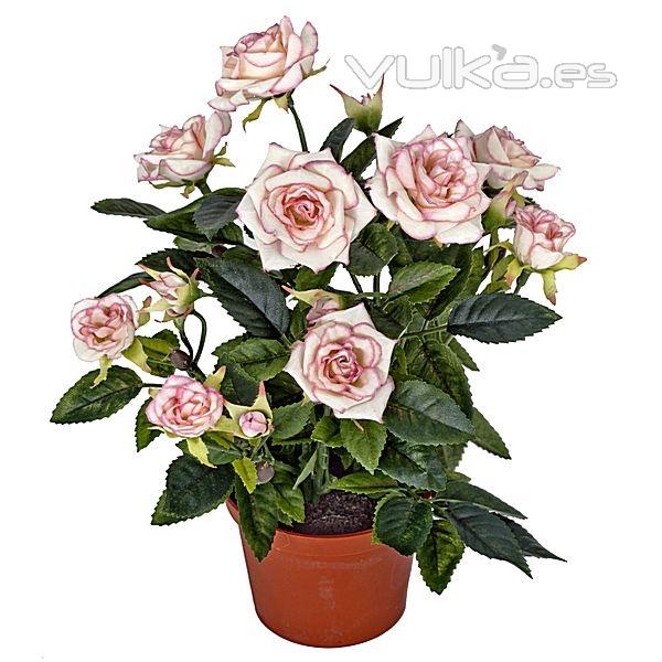 Planta artificial rosal mini rosa  en lallimona.com