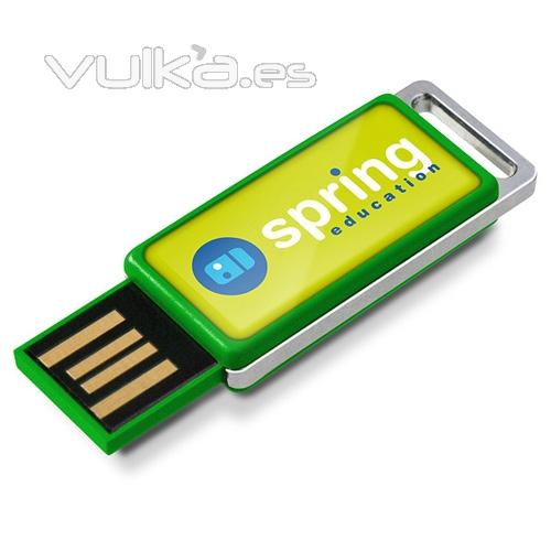Memoria USB formato mini. Conector USB retráctil. Personalizada con gota de resina Ref. USBPZX21