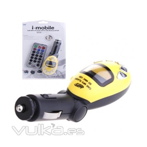 Transmisor FM y reproductor Mp3 para coche. Se conecta al puerto del encendedor.  Ref. XLICC1