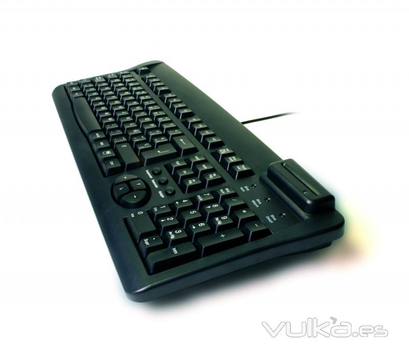 Teclado KBR36 Negro con lector de tarjeta chip integrado, compatible con DNIe. 