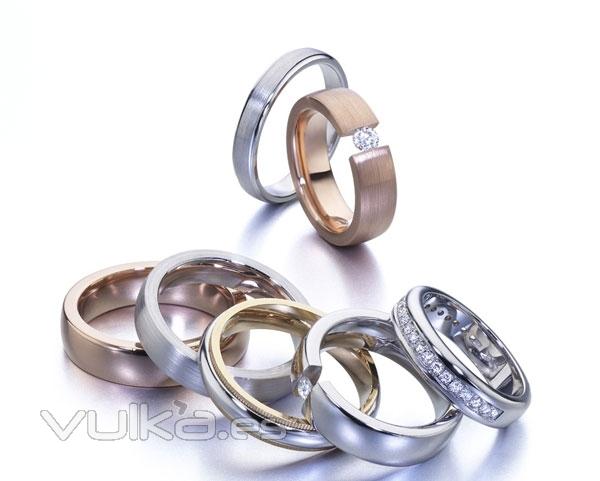 Alianzas de oro y plata para bodas