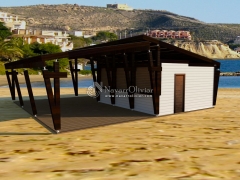 Casetas de madera para playa y chiringuito de costa