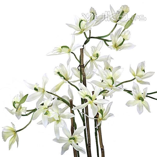 Planta artificial flores cymbidium blancas en lallimona.com detalle1
