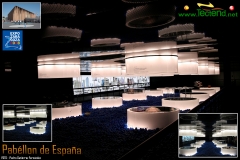 Techo tensado negro lacado con perforación en Expo Zaragoza