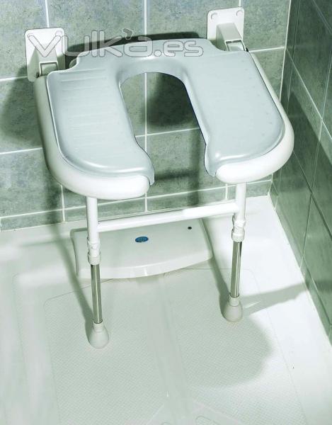 Asiento en U abatible con patas para ducha