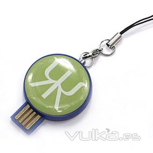 Memoria USB redonda sin capuchn. Impresin  gota de resina . Desde 1 hasta 16 Gb. Ref USBCLI3