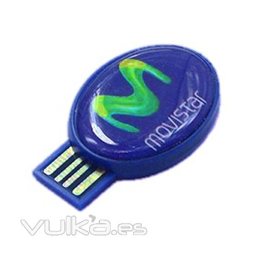 Memoria USB ovalada sin capuchón. Impresión gota de resina . Desde 1 hasta 16 Gb. Ref USBCLI3