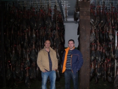 en la bodega seleccionando la reserva de jamones y paleta 08