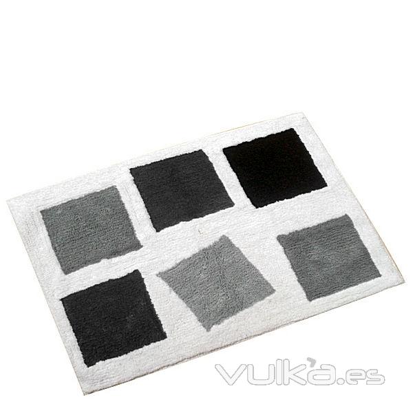 Alfombra de bao cuadros negros grises en lallimona.com