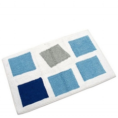 Alfombra de bano cuadros azules en lallimonacom