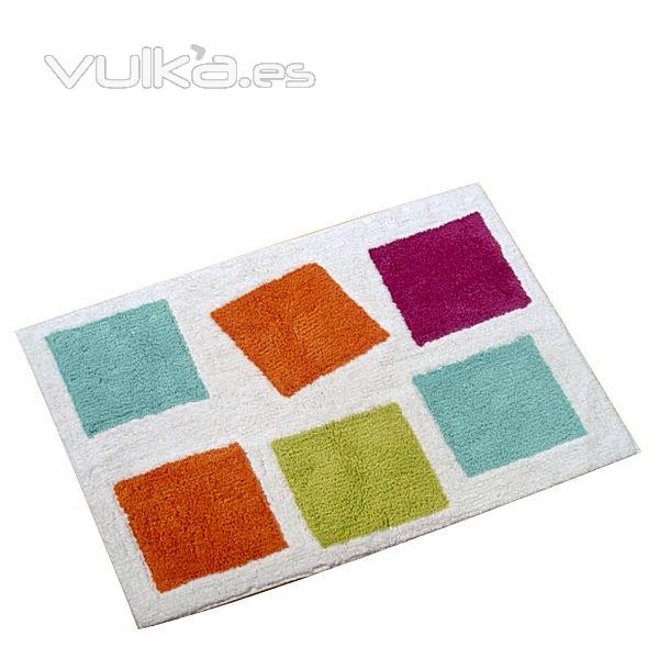 Alfombra de baño cuadros multicolor en lallimona.com