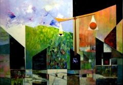 Oscar carballo - paisaje con pendiente - tec mixta s/lienzo 3d - 70 x 100 - ahora 925 eur