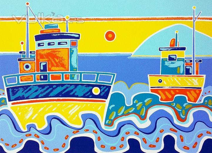 Serigrafa lvaro Caruncho - Barcos - 45 x 62 - 300 EUR - ltima unidad.