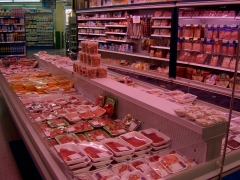 self-service carnes, vitrina doble refrigeracion